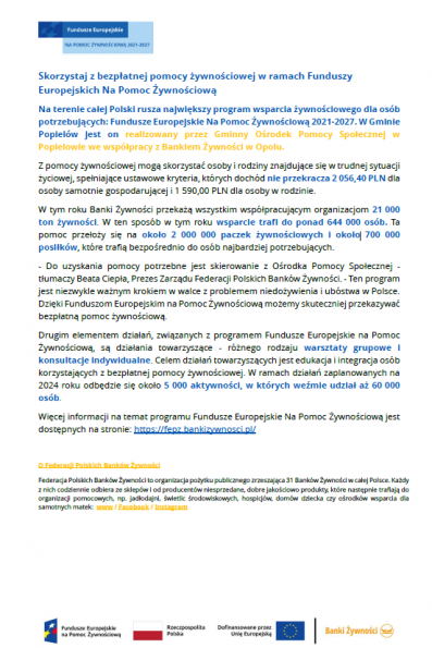 Rozpoczęliśmy dystrybucję produktów z Banku Żywności